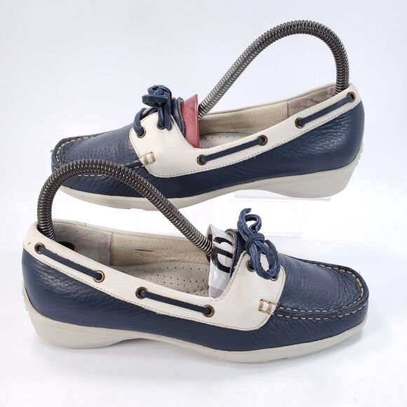 Trotters Zara Casual Lace Up Boat Shoe Womens Size 7 T1217-123 Blue White - Picture 6 of 9